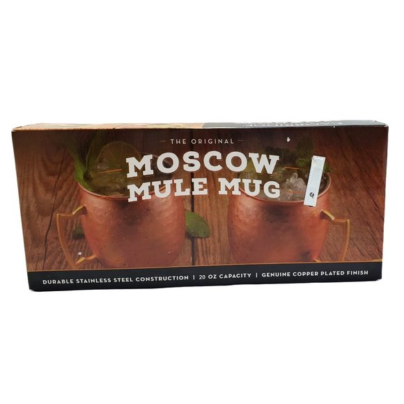 Moscow Mule Mugs Set/2 Cambridge NIB Copper Plated Stainless Steel Hammered - Picture 4 of 8